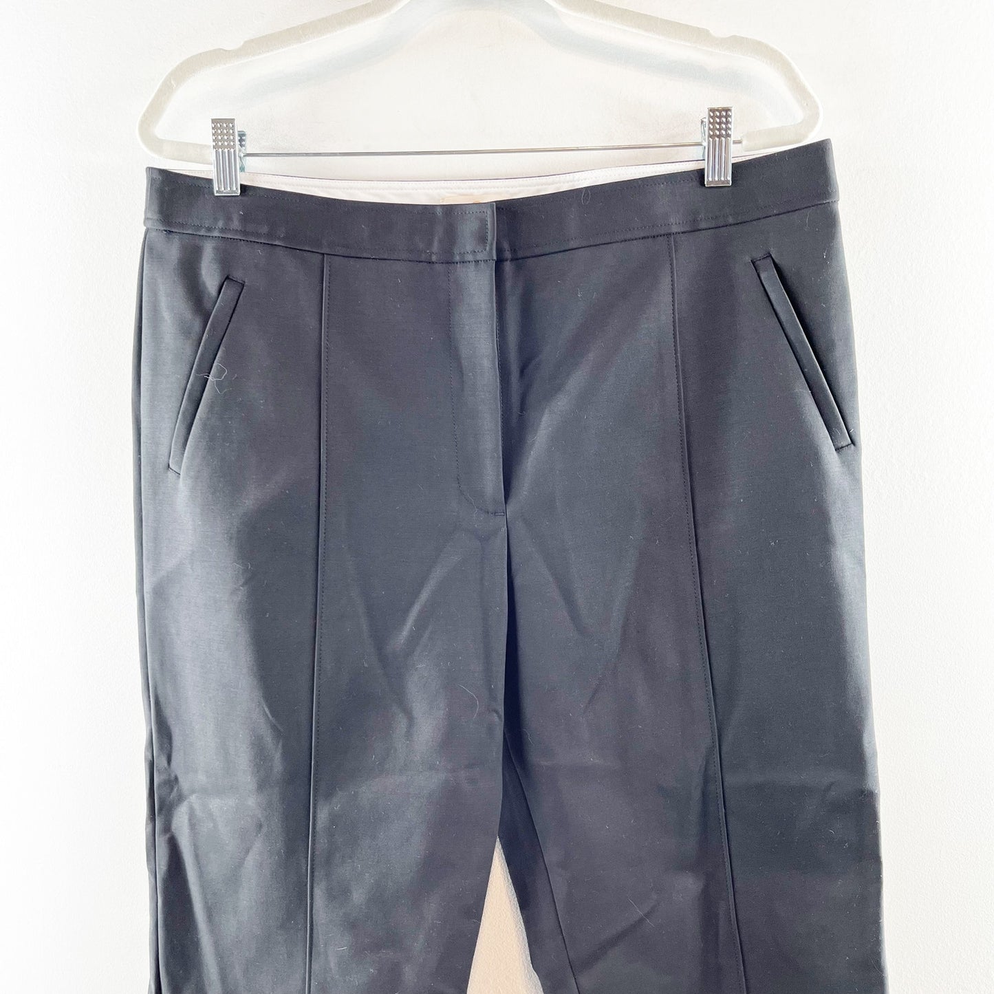 Tory Burch High Rise Straight Leg Ankle Trouser Dress Pants Black 14