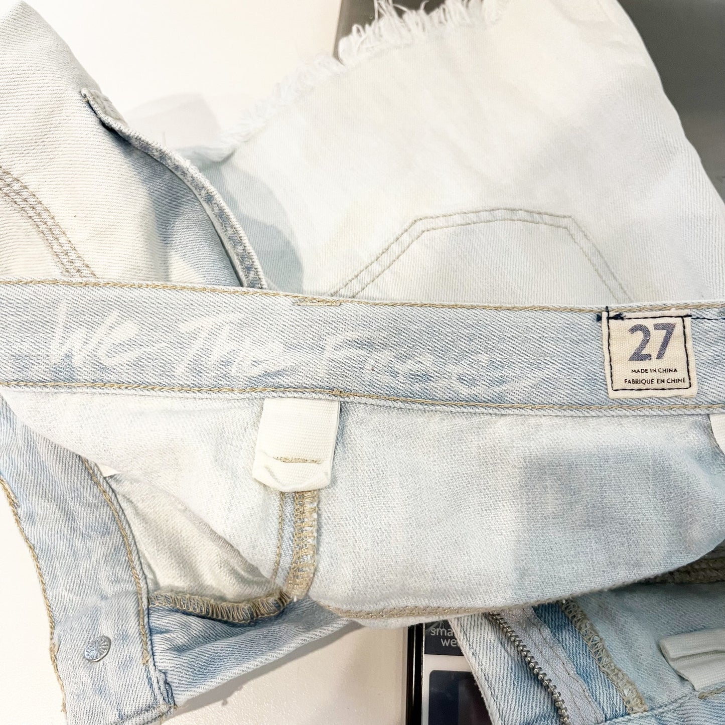 Free People 100% Cotton Raw Cut Hem Side Car Denim Mini Skirt blue 27 / 4