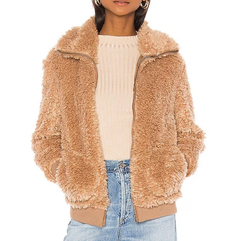 BB Dakota Steve Madden Teddy Or Not Bomber Jacket Camel Tan Medium