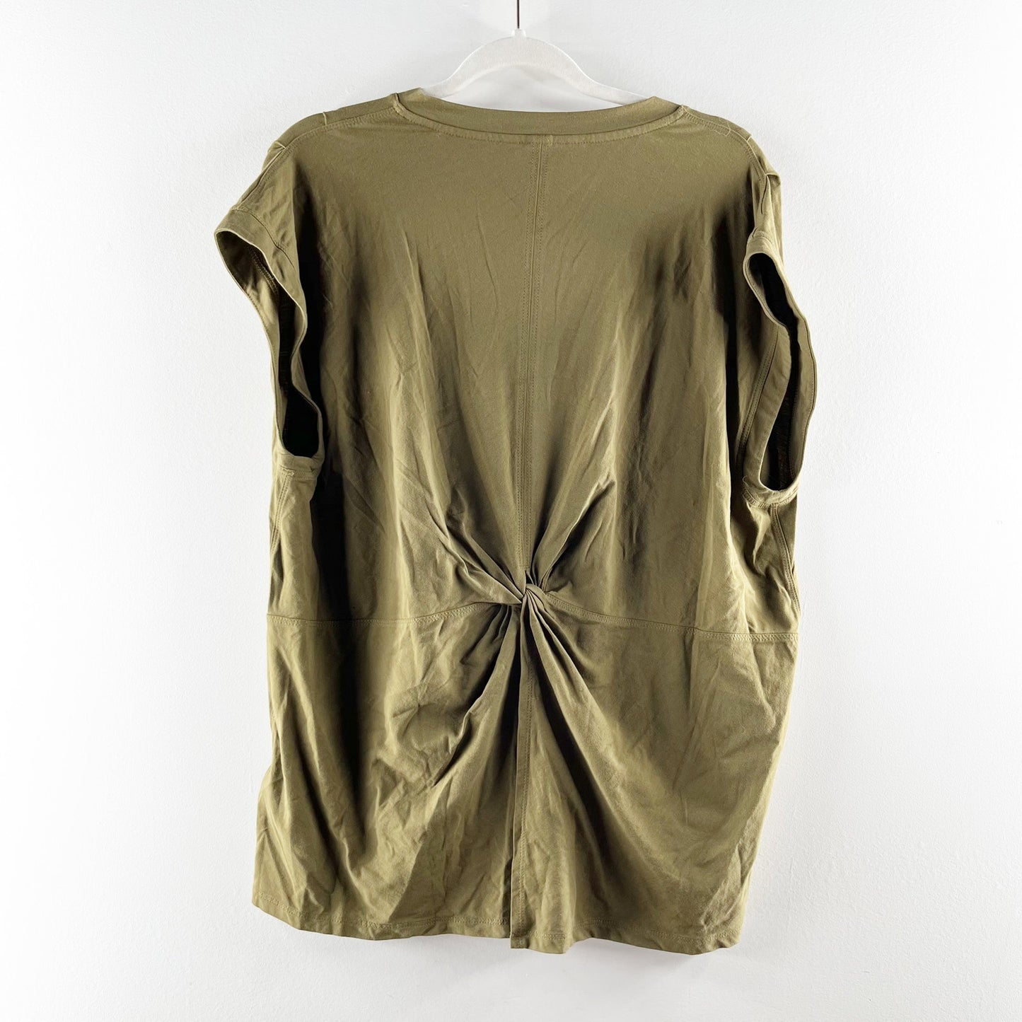 Athleta Outbound Twist Short Sleeve Tee Shirt Olive Green XL