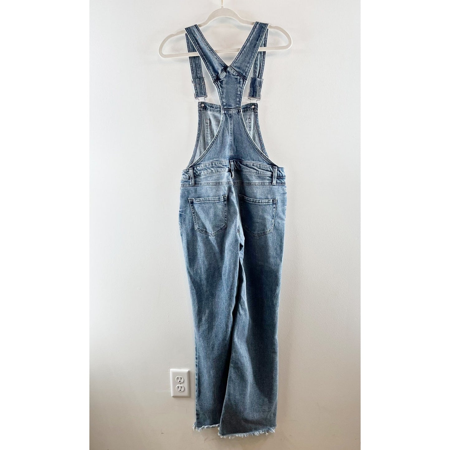 Happily Grey Sleeveless Straight Leg Medium Wash Denim Overall Jumpsuit Blue 26