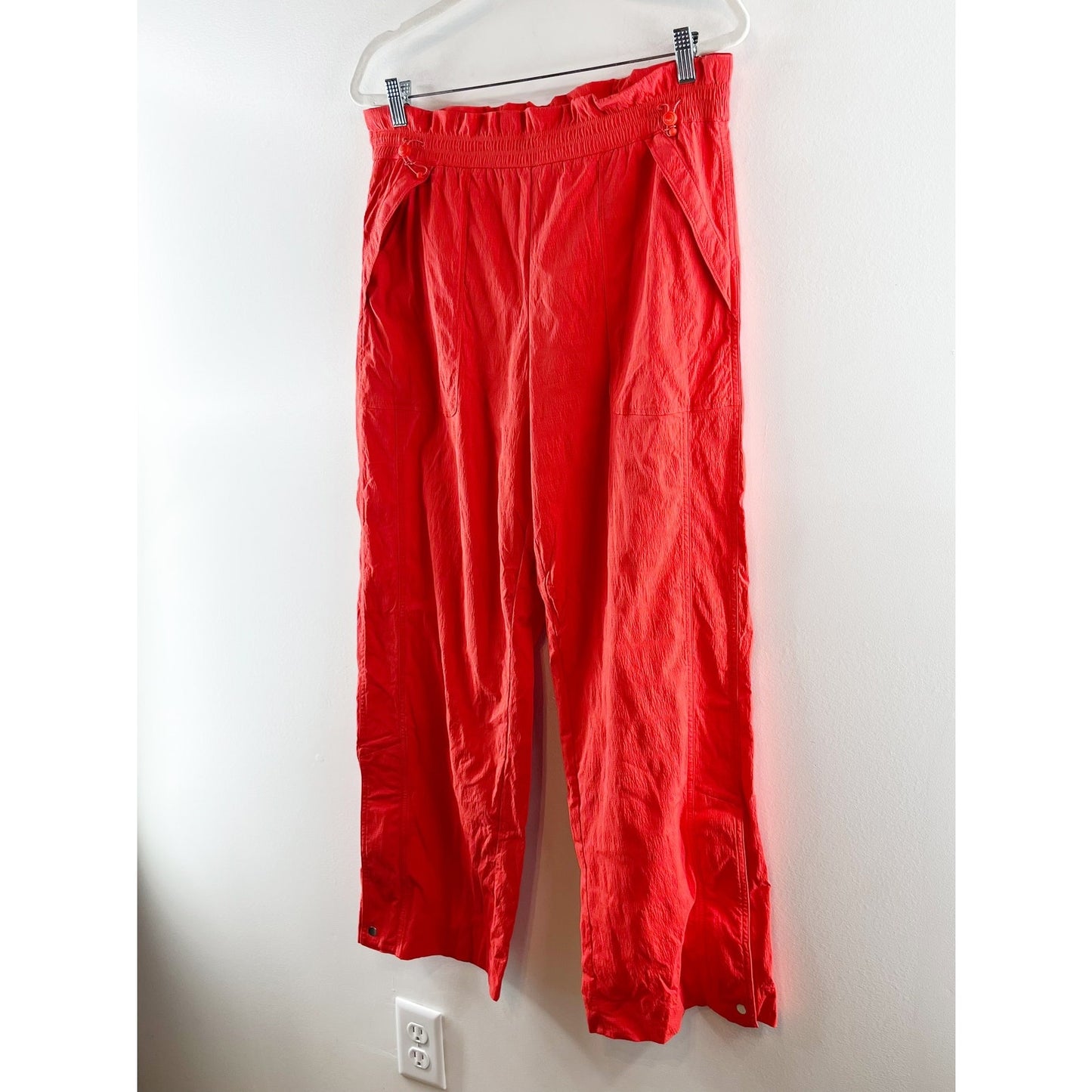 Athleta Trekkie High Rise Parachute Wide Leg Pants Red 12