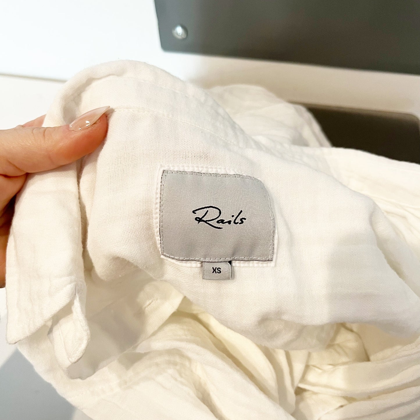 Rails Ellis 100% Cotton Gauze Long Sleeve Button-Up Shirt Top White XS