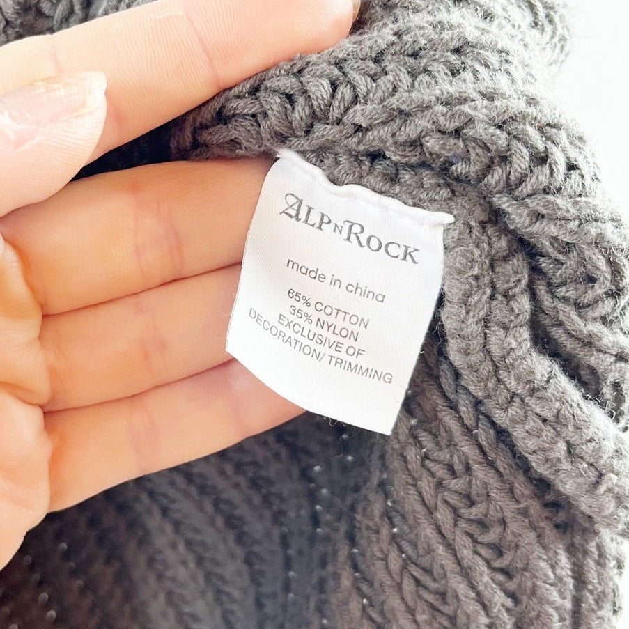 Alp N Rock Simone Long Sleeve Turtleneck Knit Pullover Sweater Gray Small