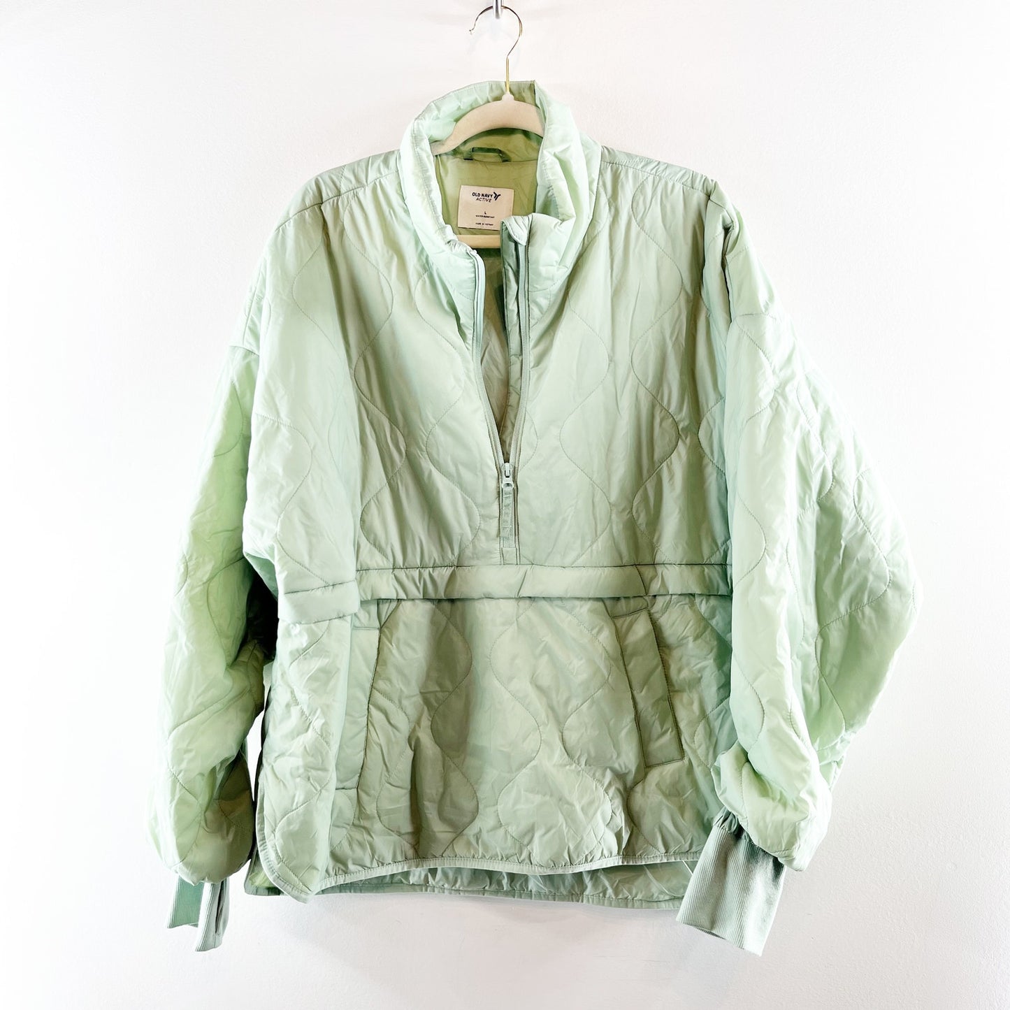 Old Navy Midweight Packable 1/2 Zip Water Resistant Puffer Jacket Green Large