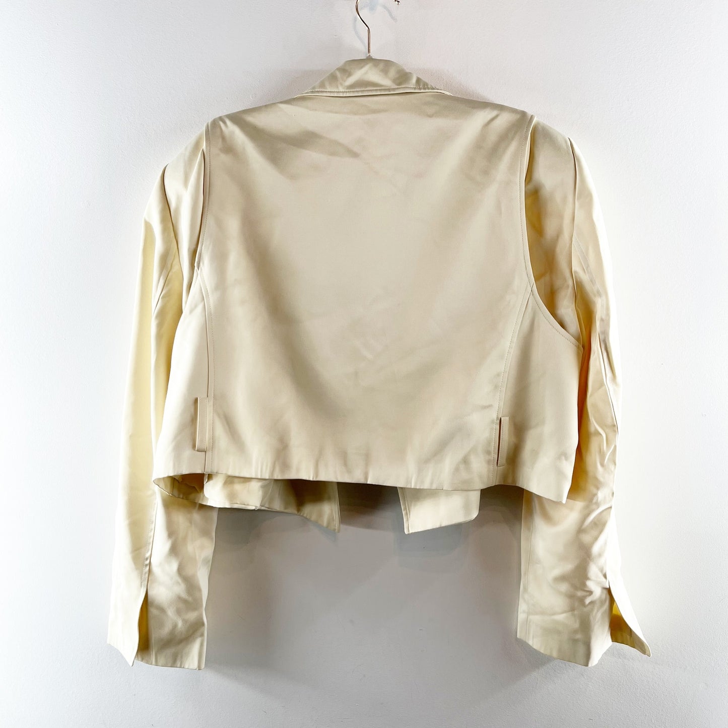 ZARA Cropped Long Sleeve Satin Blazer Jacket Butter Yellow Large