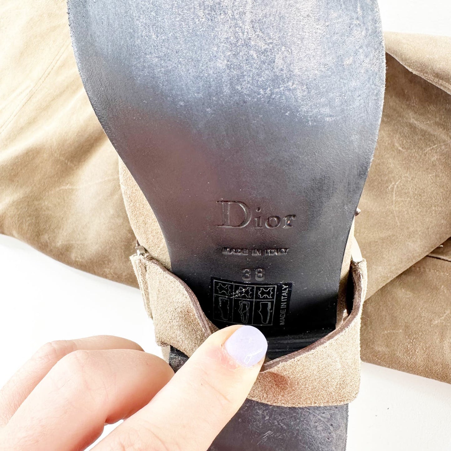 Christian Dior Over The Knee OTK Suede Harness Riding Boots Tan 38 / US 8