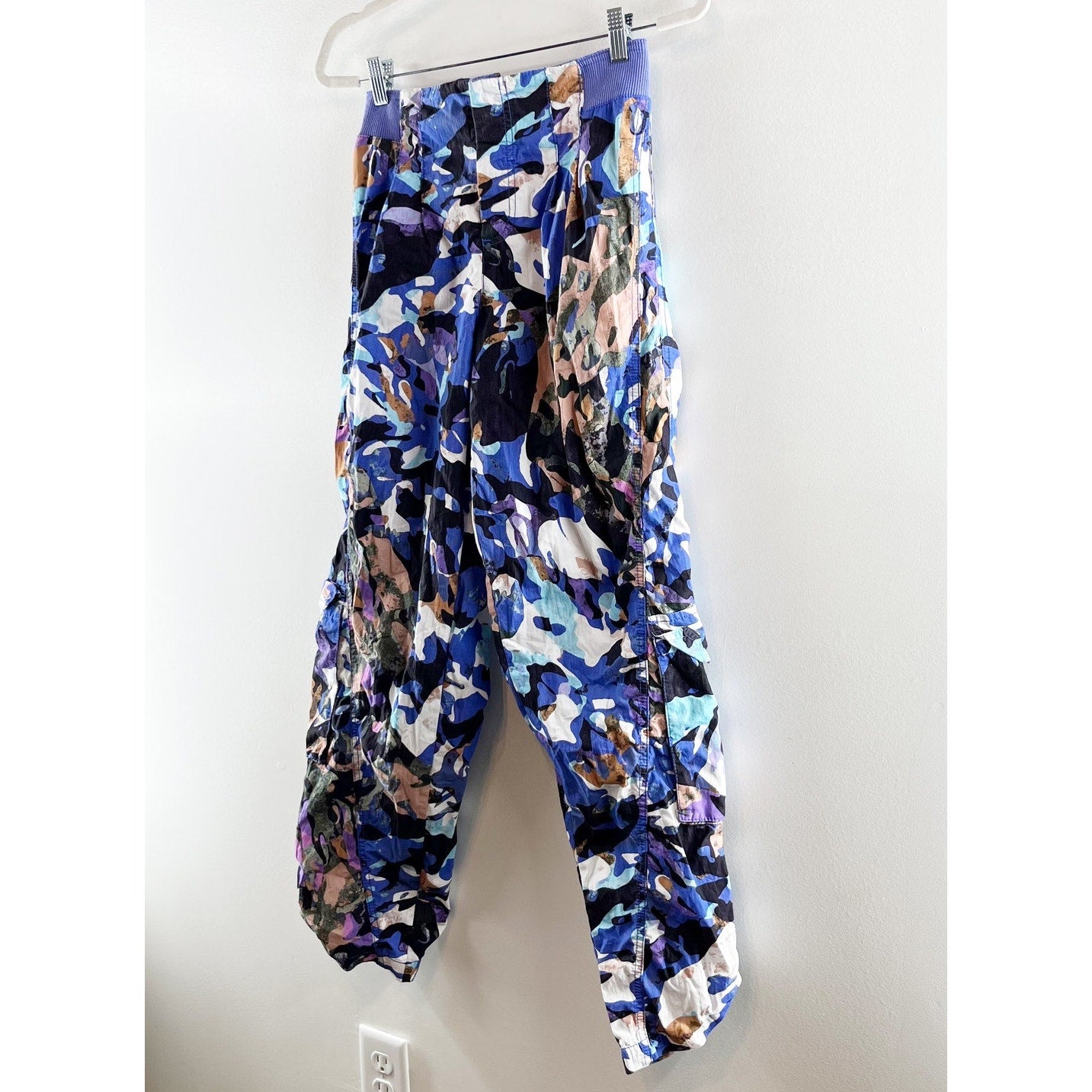 Free People Movement Mesmerize Me Camo Cargo Wide Leg Pants Purple Small