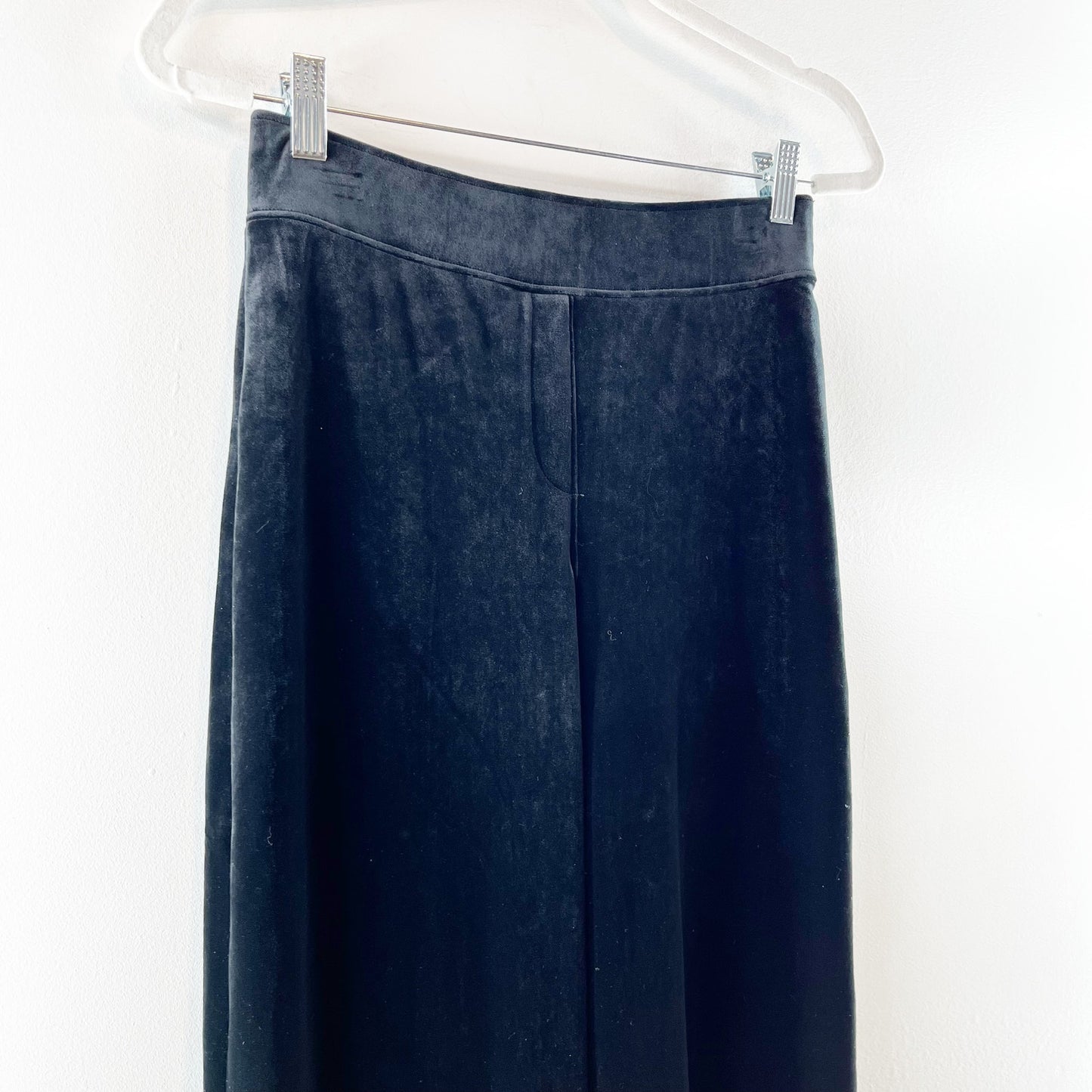 SPANX Velvet High Rise Wide Leg Split Hem Velvet Pants Black Medium