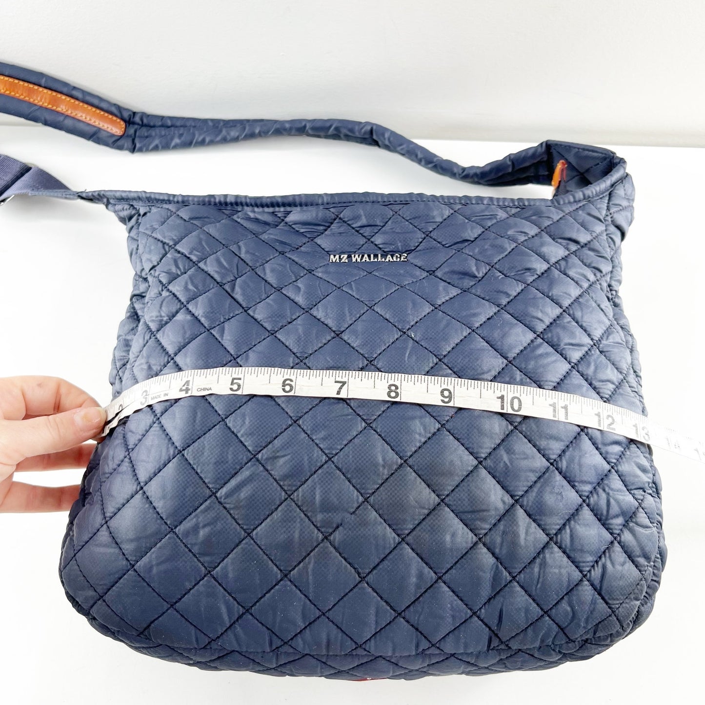 MZ Wallace Small Parker Deluxe Quilted Crossbody Bag Dawn Navy Blue