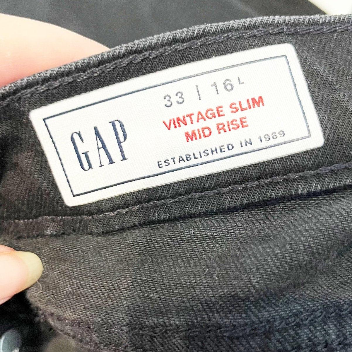 Gap Vintage Slim Mid Rise Straight Leg Raw Frayed Hem Jeans Black 16 Tall