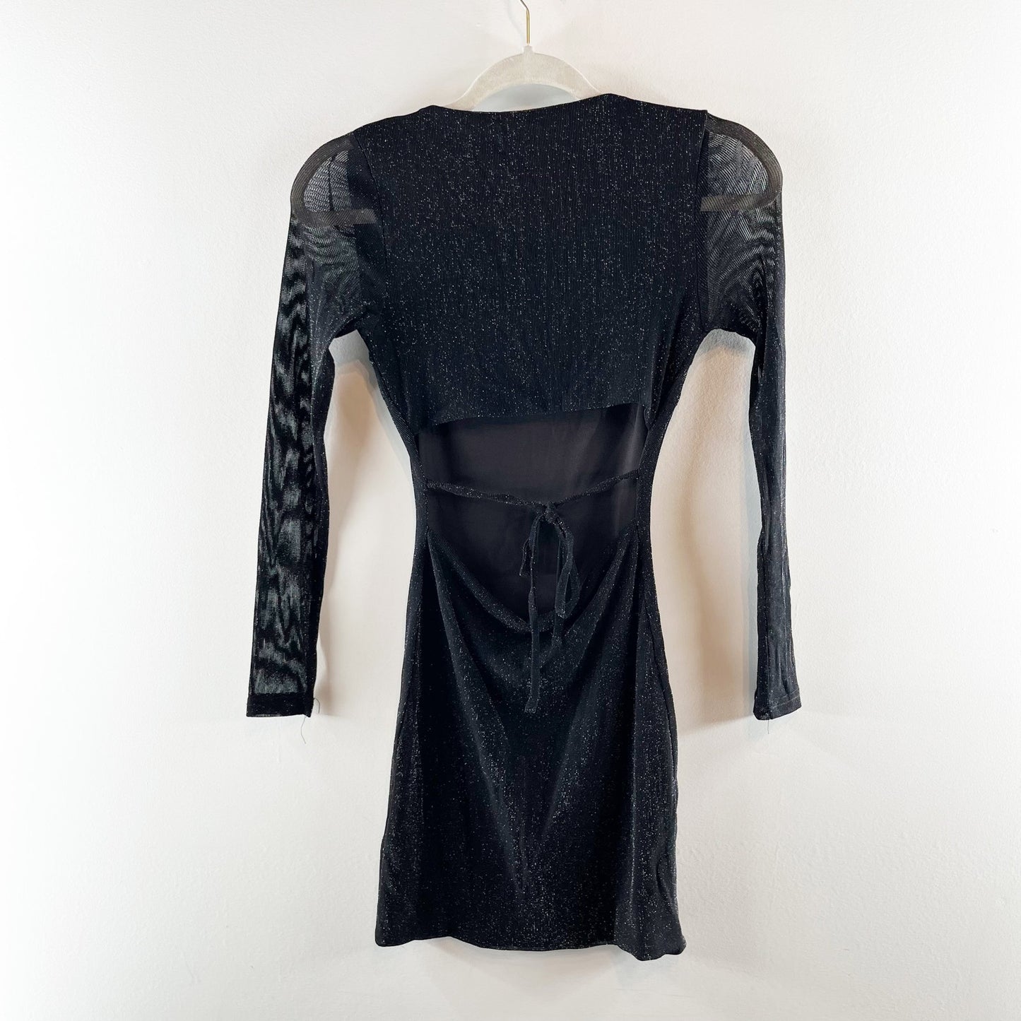 Hello Molly Bring Me To The Sky Long Sleeve Bodycon Mini Dress Metallic Black 2