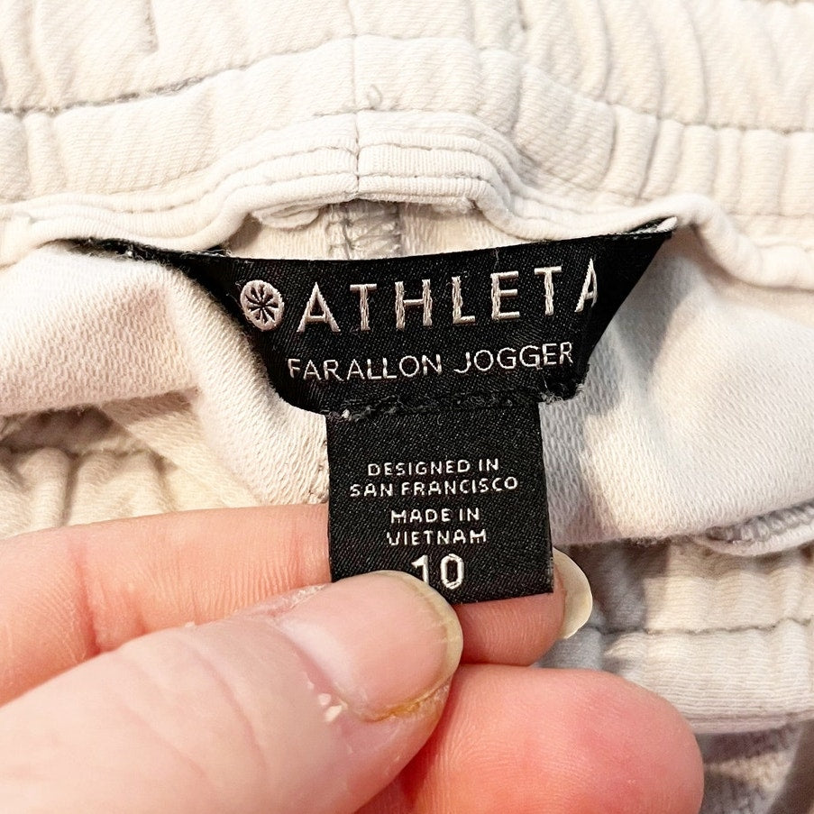 Athleta High Rise Farallon Jogger Pants Magnolia White Cream 10