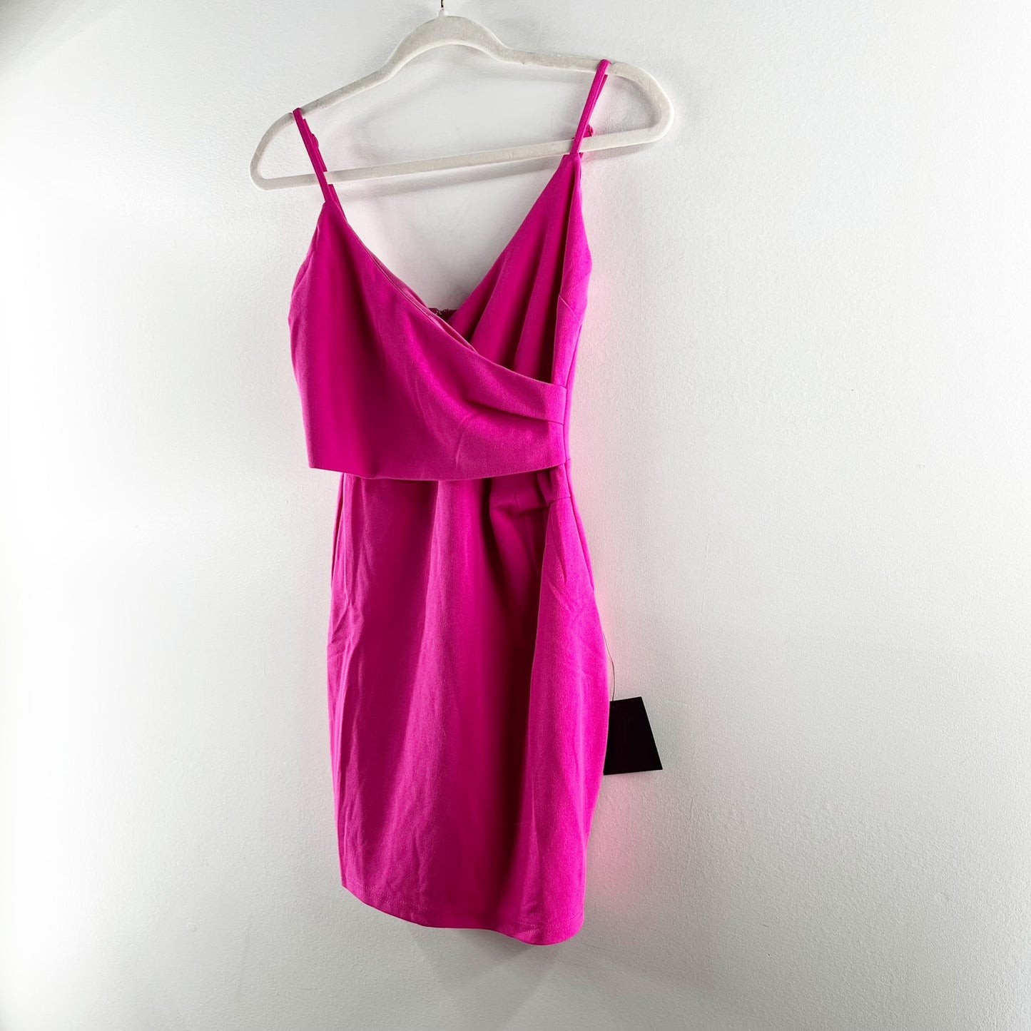 Lulus Feeling Flattered Wrap Front Bodycon Mini Dress Pink Small