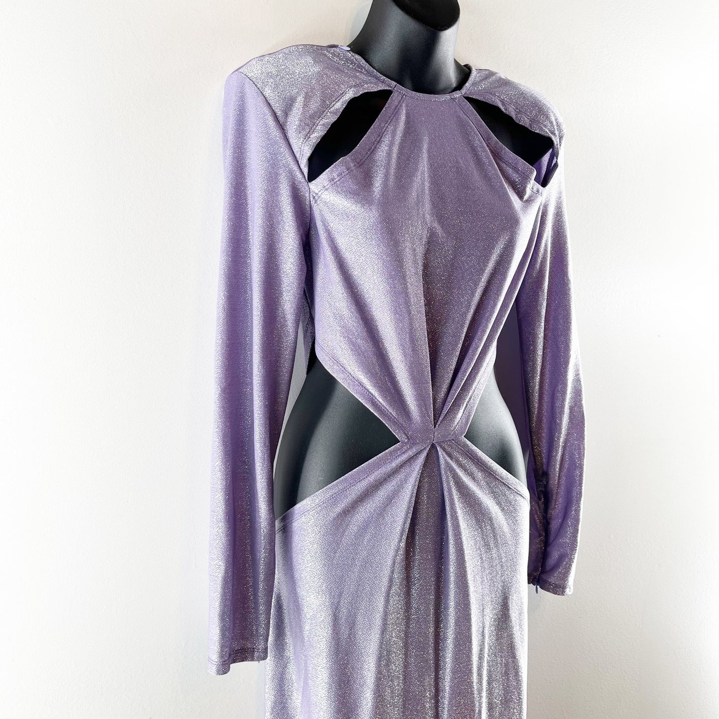 Bronx & Banco Amara Long Sleeve Cutout Maxi Dress Gown Lilac Purple XXL