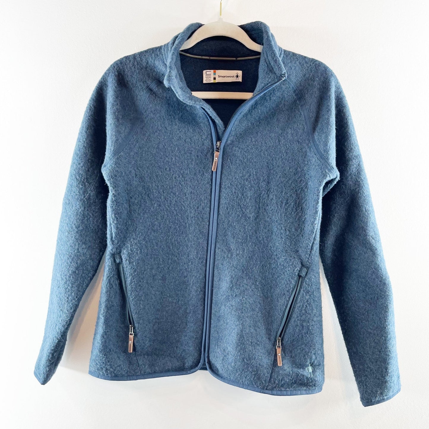 Smartwool Ful Zip Long Sleeve Zip Pockets Blue Small