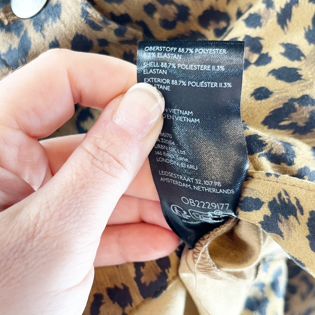 Free People We The Free Fringe Out Vegan Suede Animal Print Jacket Brown XS