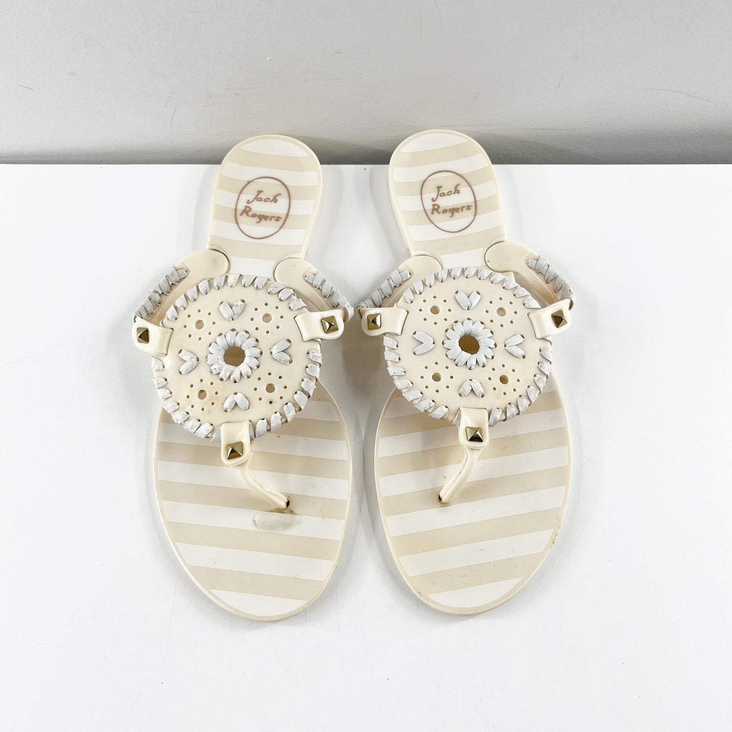 Jack Rogers Georgica Jelly Thong Sandals Cream White 8