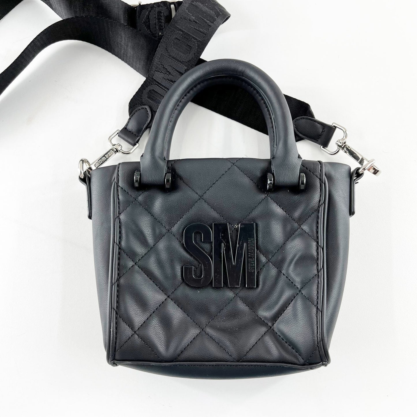 Steve Madden Quilted Mini Crossbody Purse Bag Black