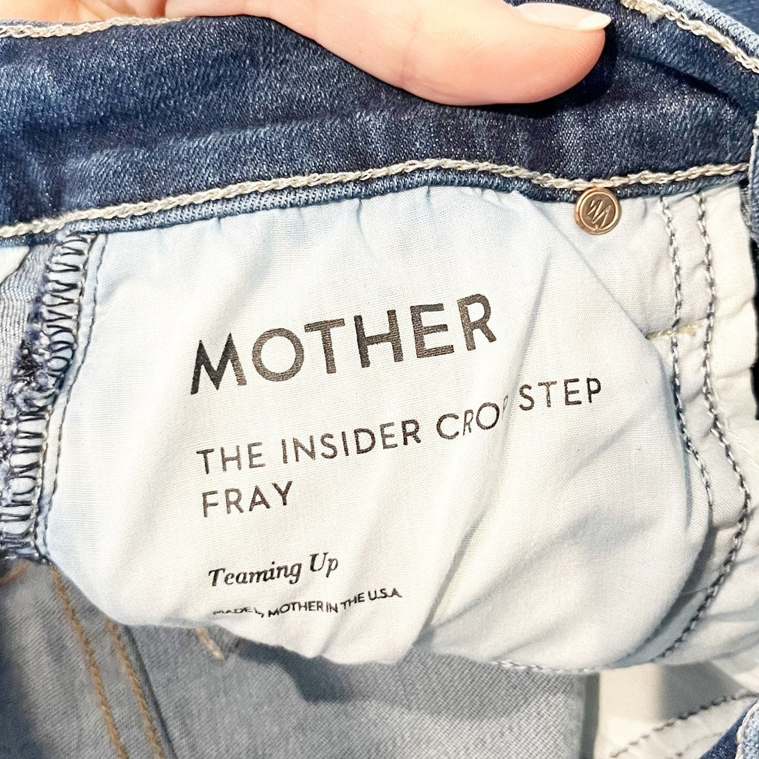 Mother The Insider Crop Step Fray Hem Jeans Teaming Up Blue 26 / 2