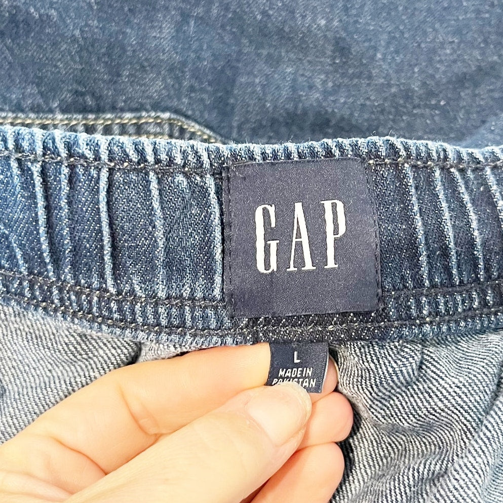 GAP Fast Horseshoe Barrel Pull On Jeans Pants Dark Indigo Blue Large
