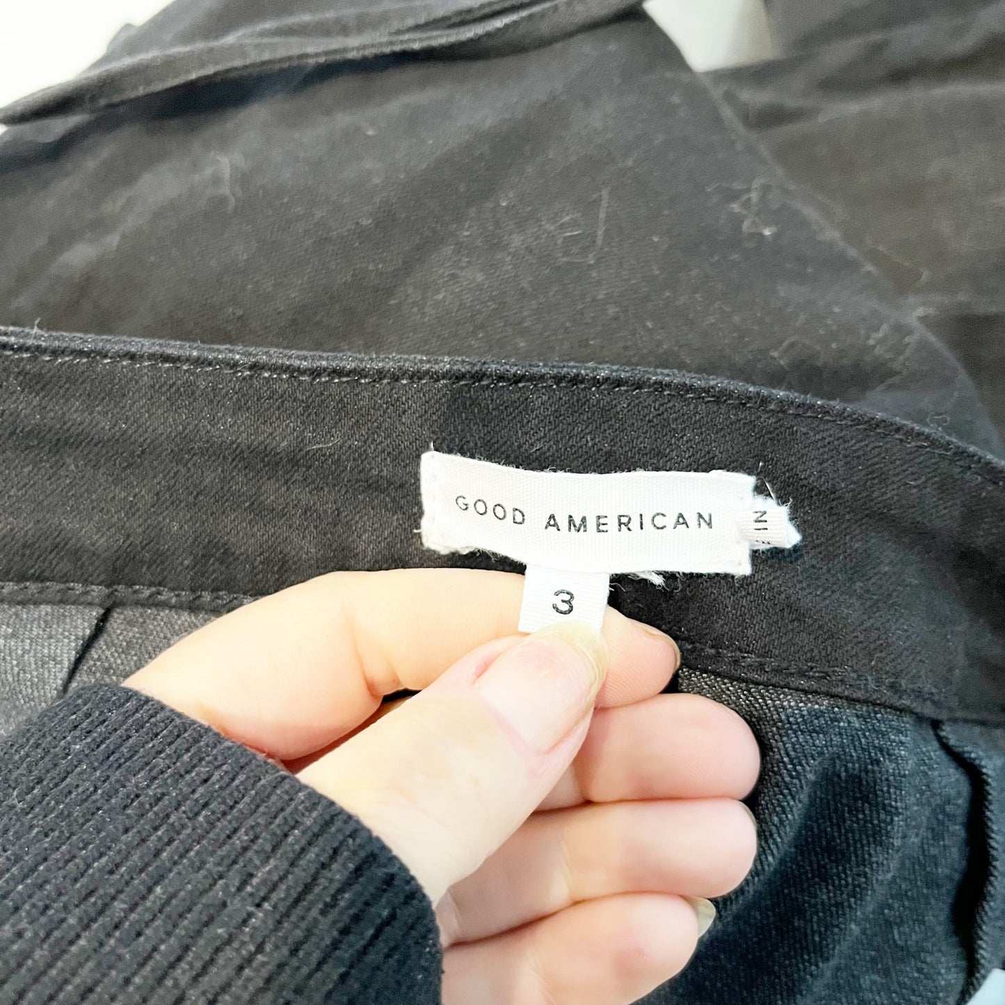 Good American Vacay Palazzo Strappy Back Wide Leg Denim Jumpsuit Black Large