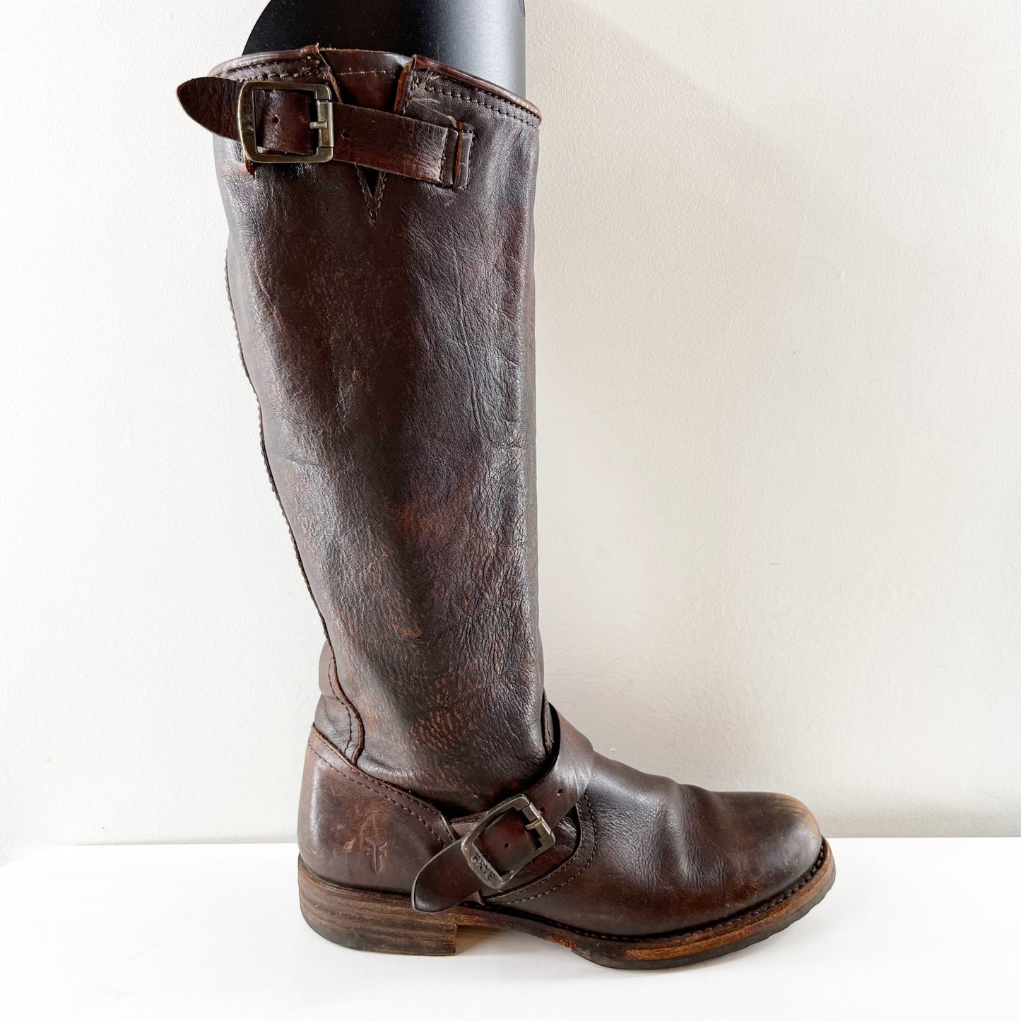 FRYE Veronica Leather Riding Slouch Knee High Boots Brown 7.5