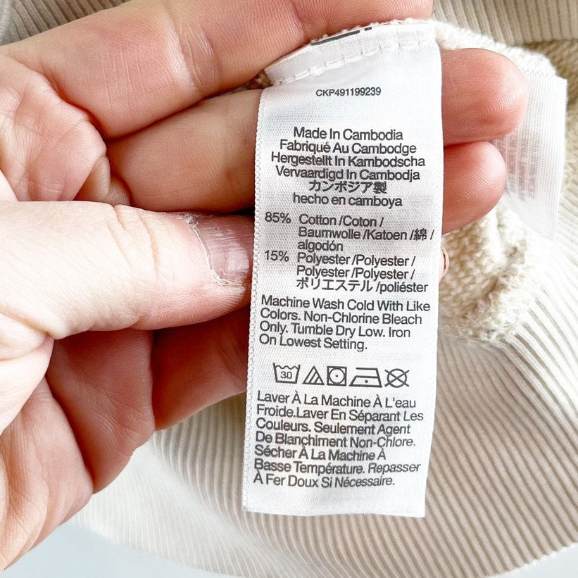 Madewell MWL Midweight Hoodie Pullover Sweatshirt Cream Tan Medium