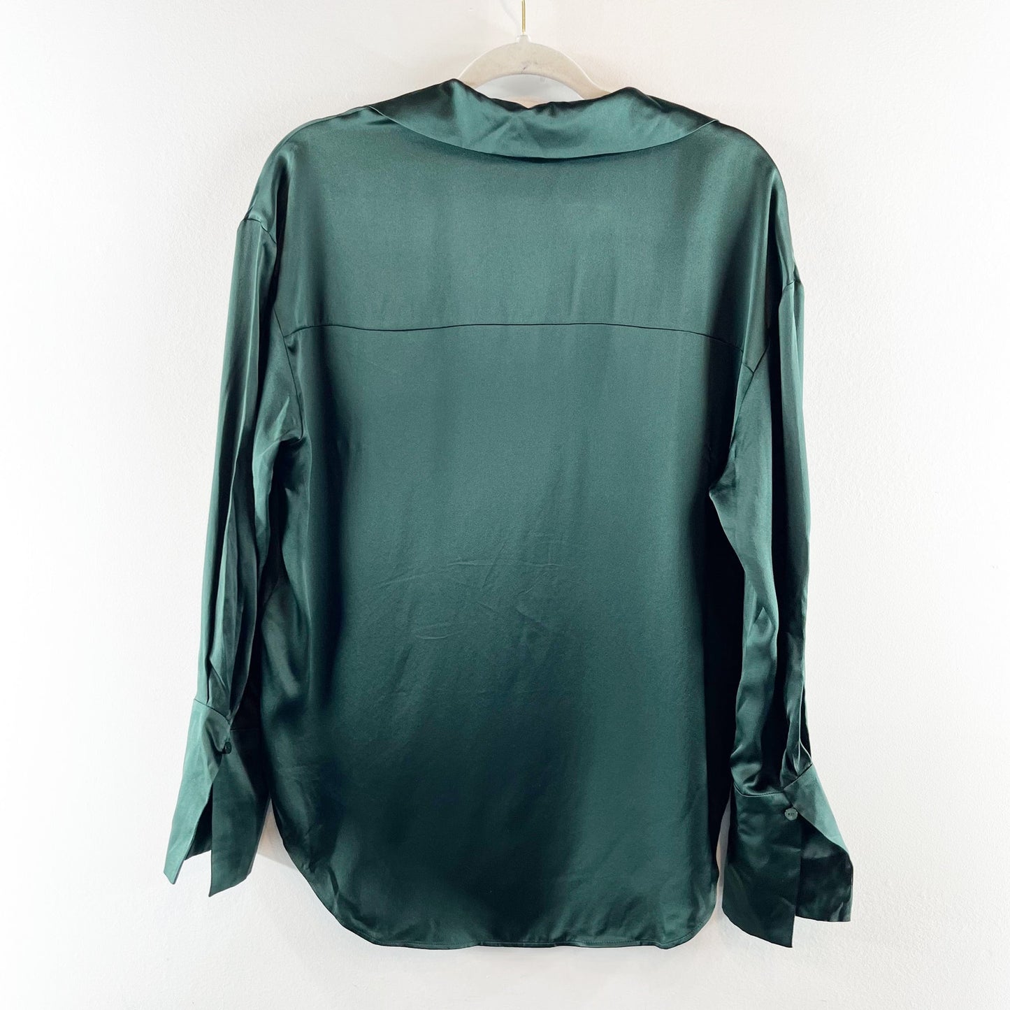 Banana Republic Bliss Silk Button Down Silk Shirt Blouse Green Medium