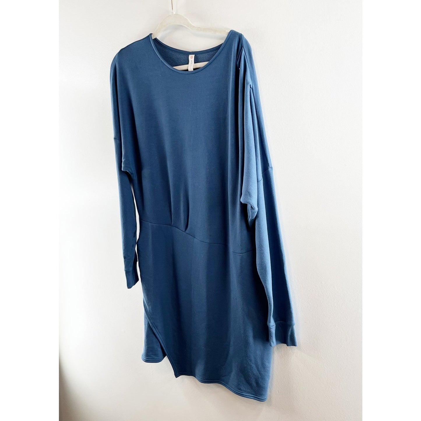 Anthropologie Daily Practice Long Sleeve Off Shoulder Sweatshirt Mini Dress Blue
