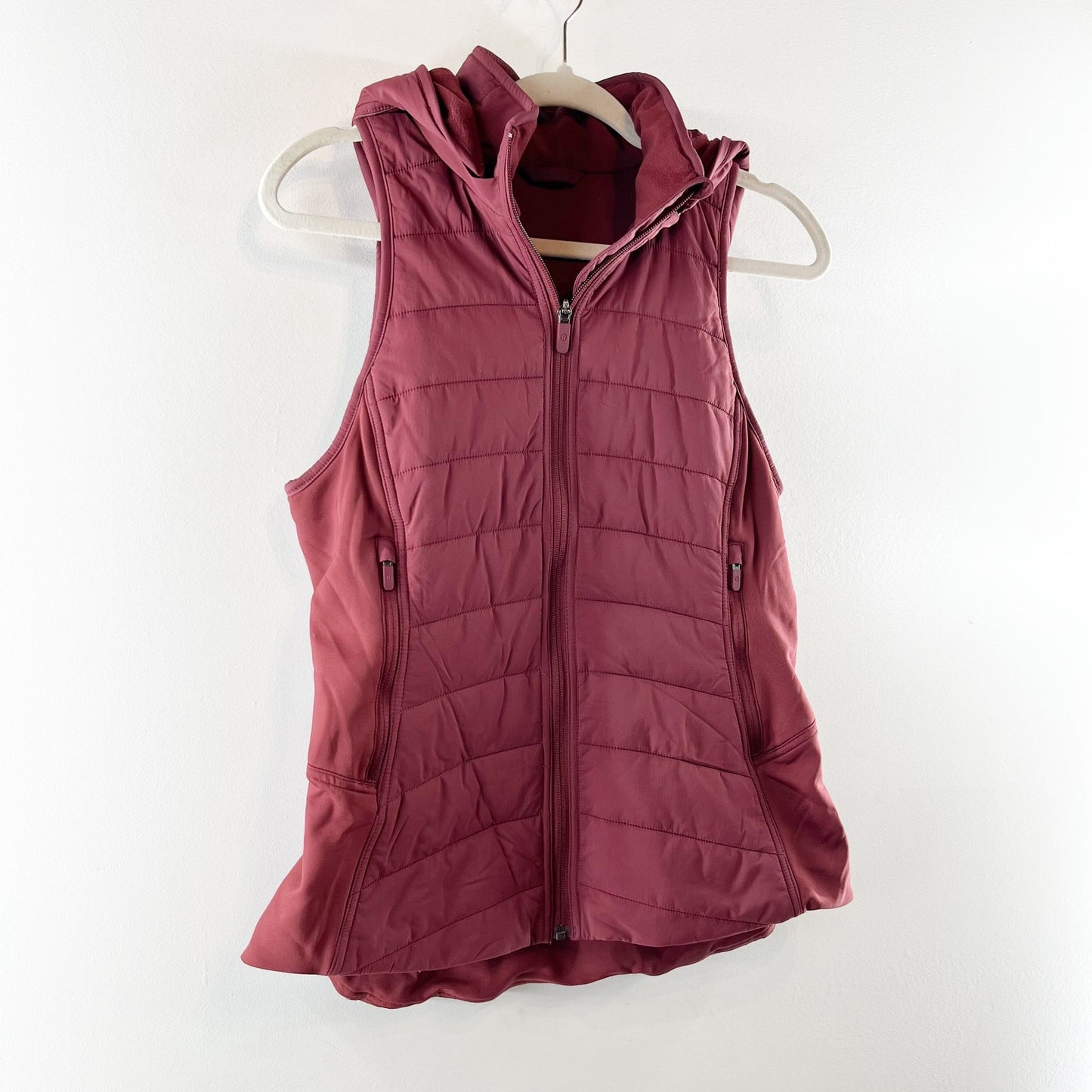 Lululemon Extra Mile Packable Puffer Hooded Vest Savannah Red Maroon 6