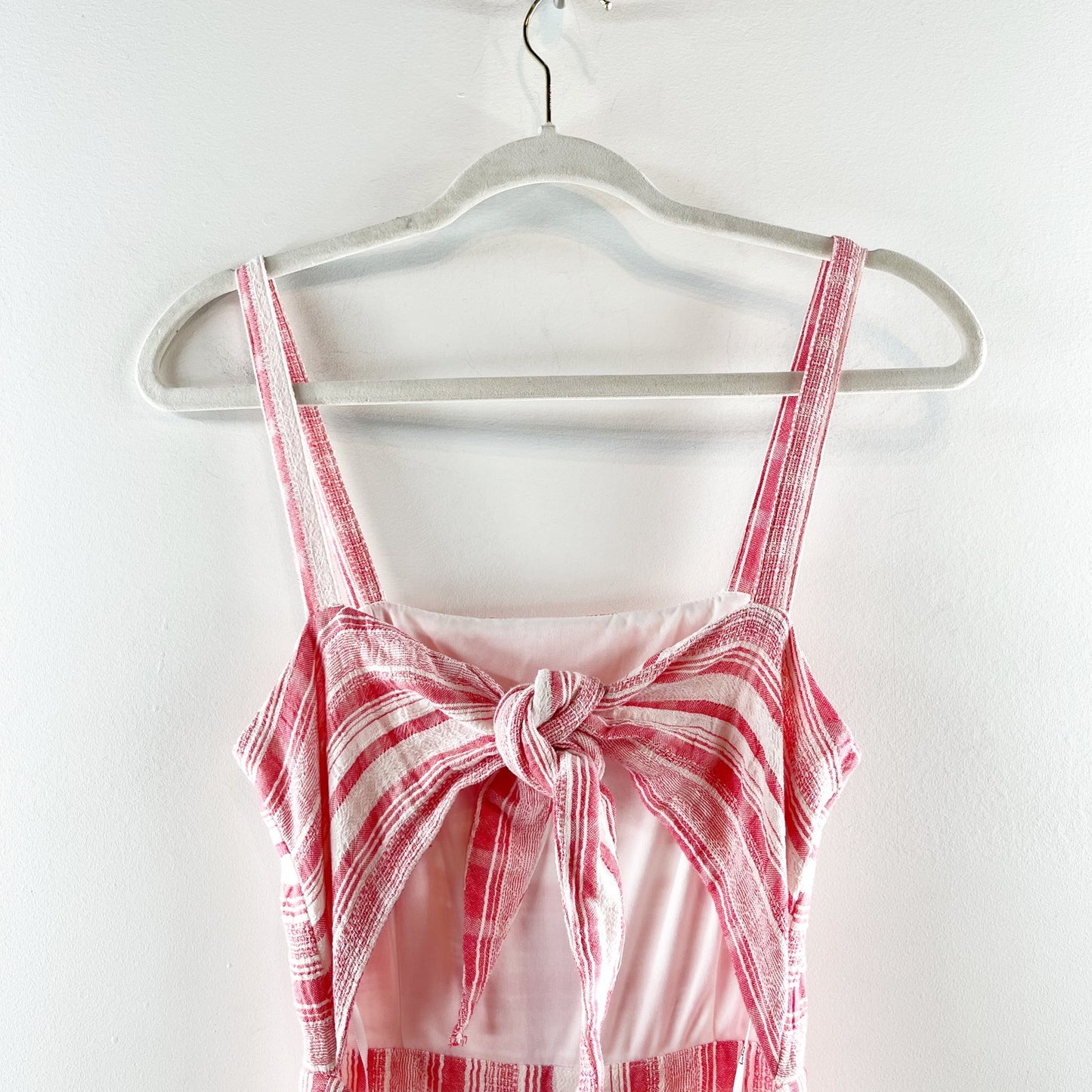 Lulus Sleeveless Coastal Living Red Striped Tie Back Wide Leg Jumpsuit Pink XS