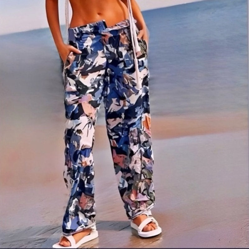 Free People Movement Mesmerize Me Camo Cargo Wide Leg Pants Purple Small