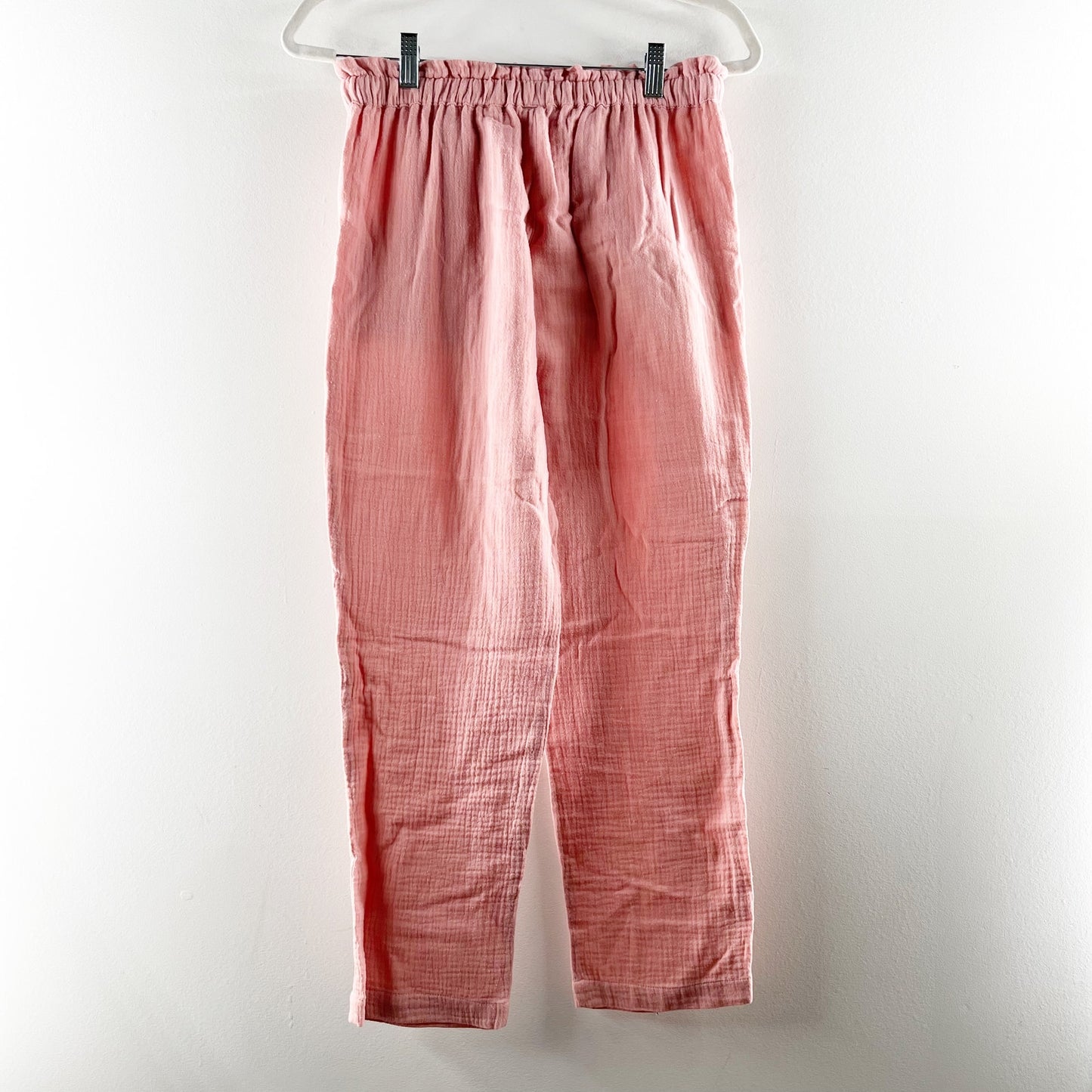 Olivaceous High Rise Cotton Gauzy Pull On Beach Straight Leg Pants Pink Medium