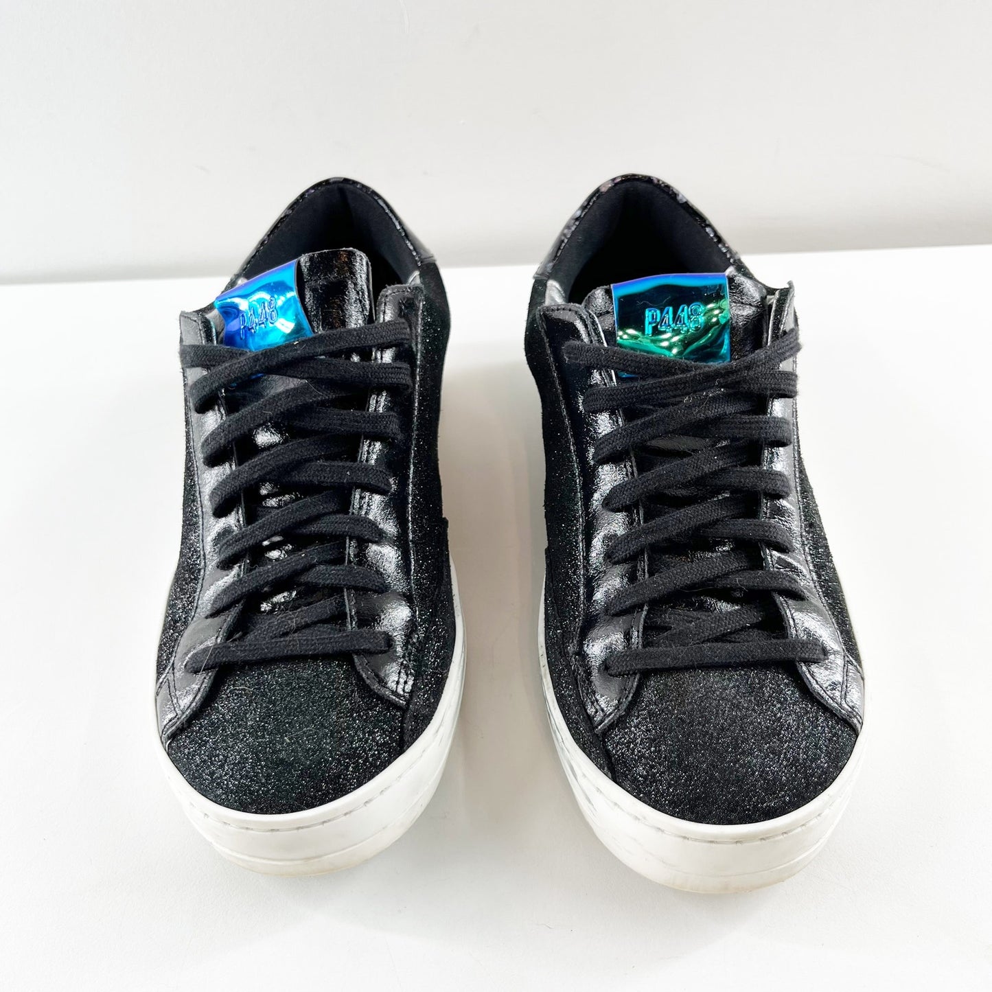 P448 John Sparkle Glitter Skateboard Shoes Sneakers Black 37 / 7
