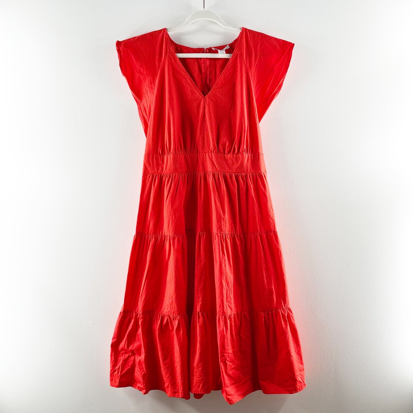 London Times V Neck Tiered Babydoll Mini Dress Red 16