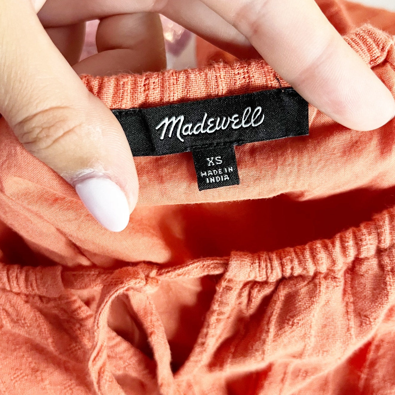 Madewell Dobby Sophia Tie Front Short Sleeve Mini Dress Classic Coral Orange XS