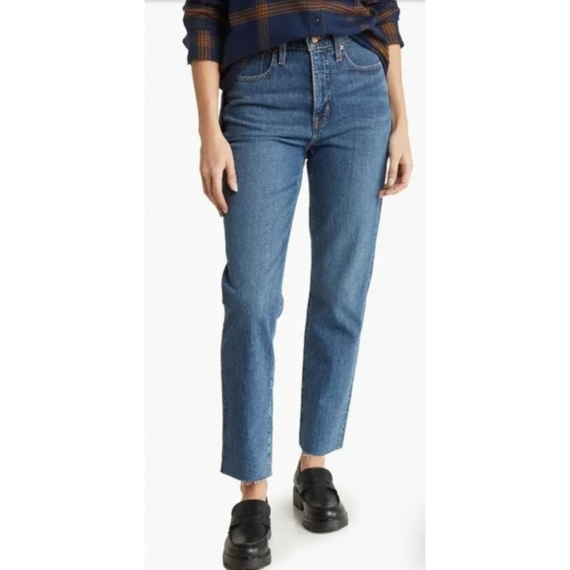 Madewell High Rise Raw Hem Perfect Vintage Jeans Blue 25