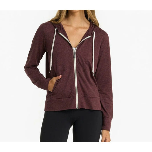 Vuori Halo Performance Long Sleeve Full Zip Hoodie 2.0 Ruby Heather Maroon XL