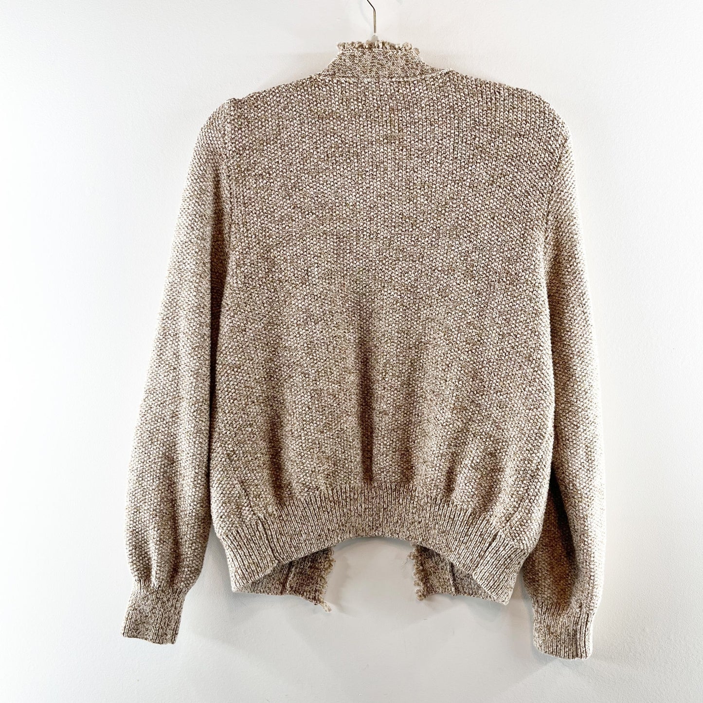 MOTF Distressed Cropped Slouchy Cardigan Sweater Khaki Tan Large