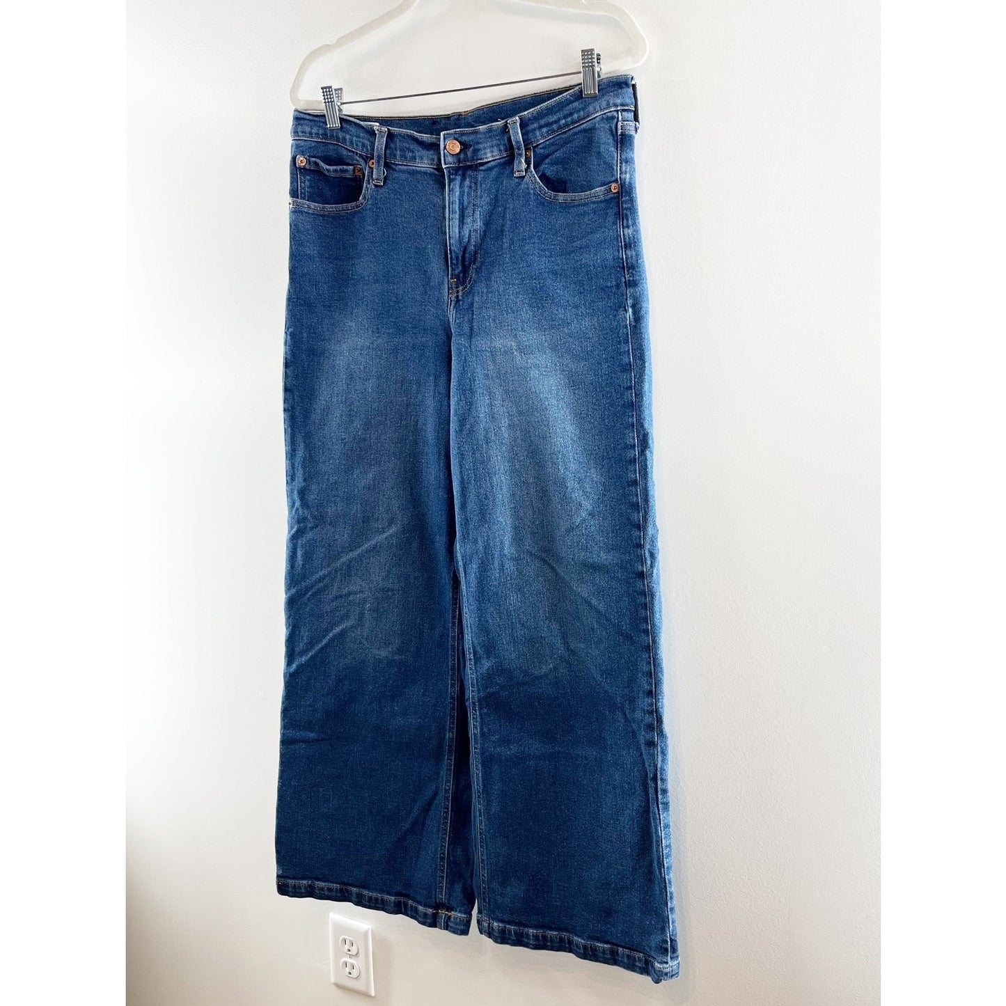 GAP High Rise Stride Wide Leg Jeans Medium Indigo Blue 32 / 14