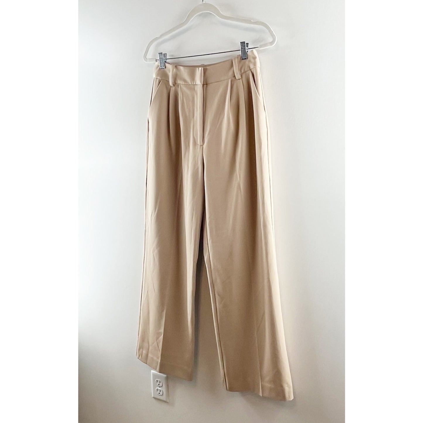 Favorite Daughter High Rise Pleated Wide Leg Trouser Pants Tan Beige 10