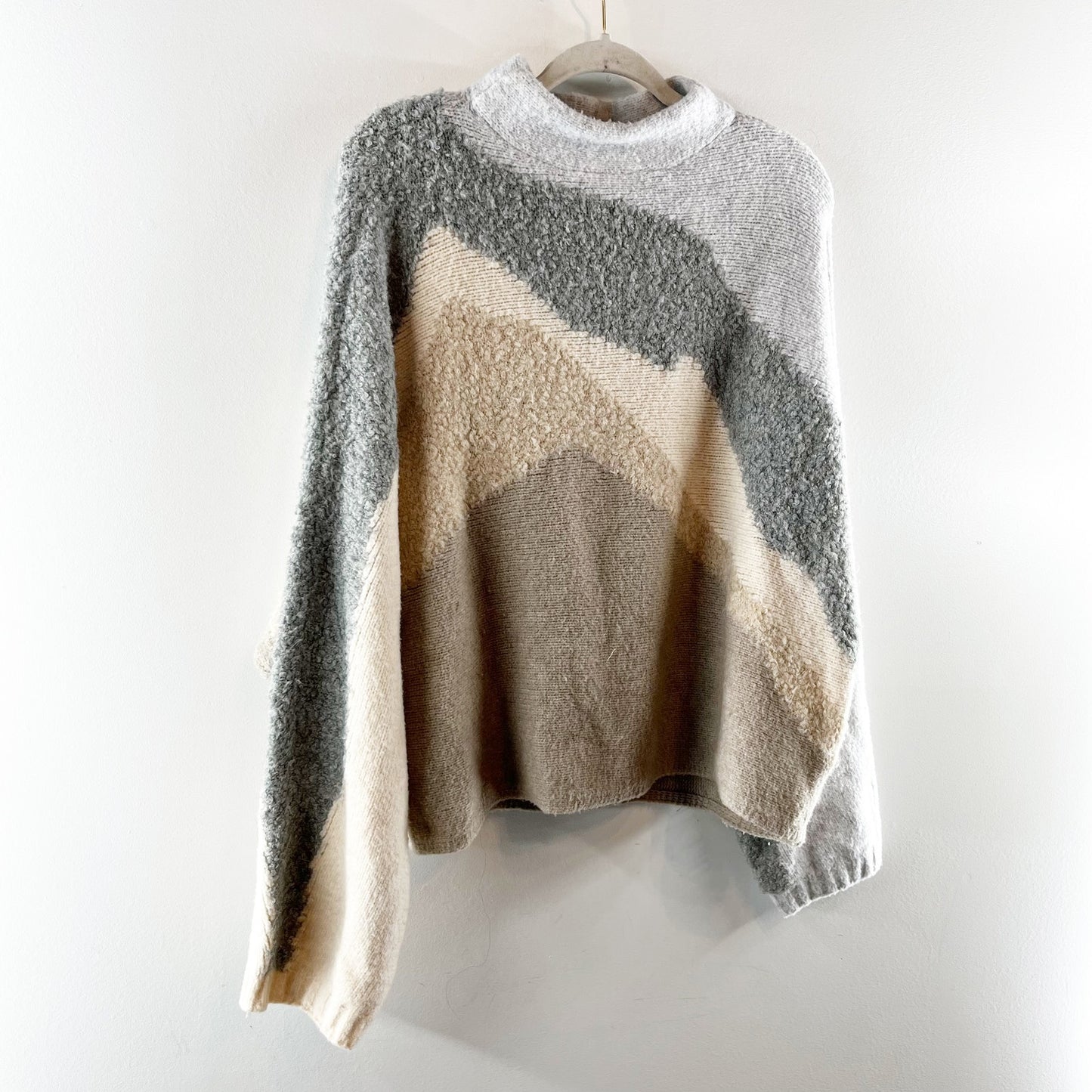 Abercrombie Long Sleeve Multicolor Neutrals Sweater Gray Tan Brown L / XL