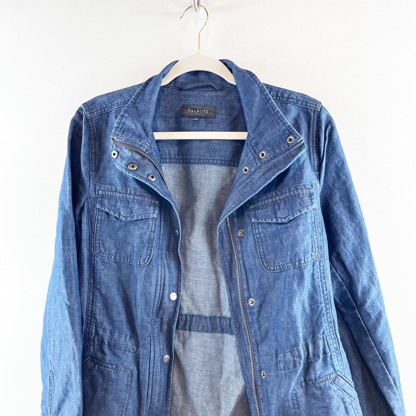 Talbots Denim Twill Field Anorak Jacket Coat Blue Small