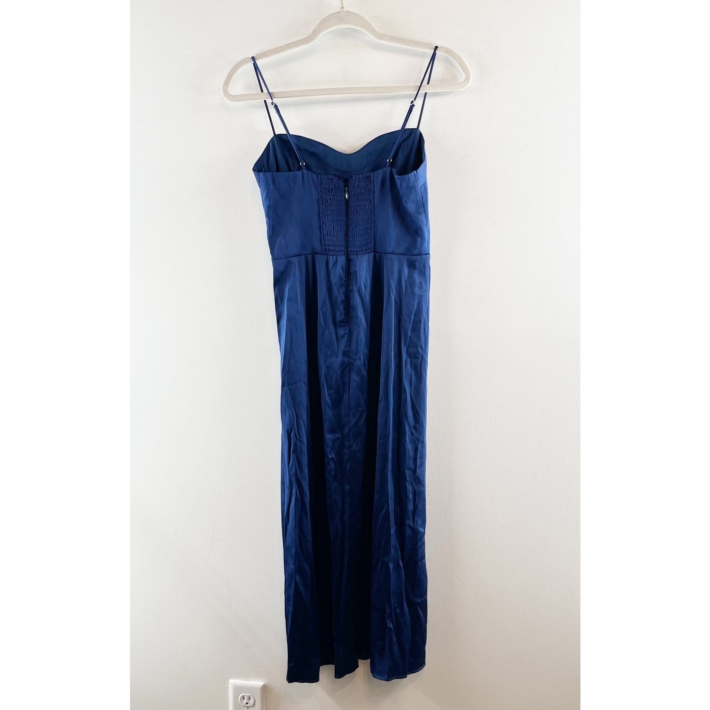 Abercrombie & Fitch Camille Satin Midi Dress Navy Blue XS