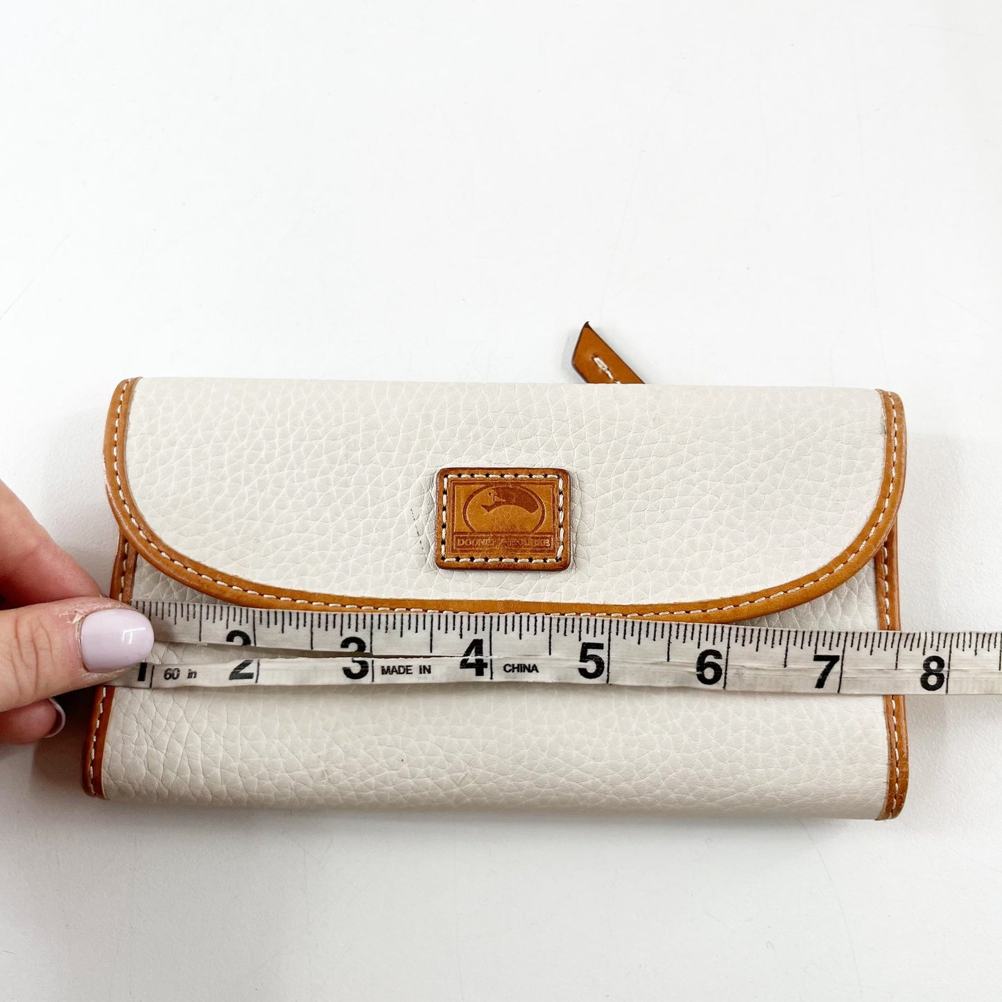 Dooney & Bourke Continental Clutch Wallet Pebbled Leather White Brown