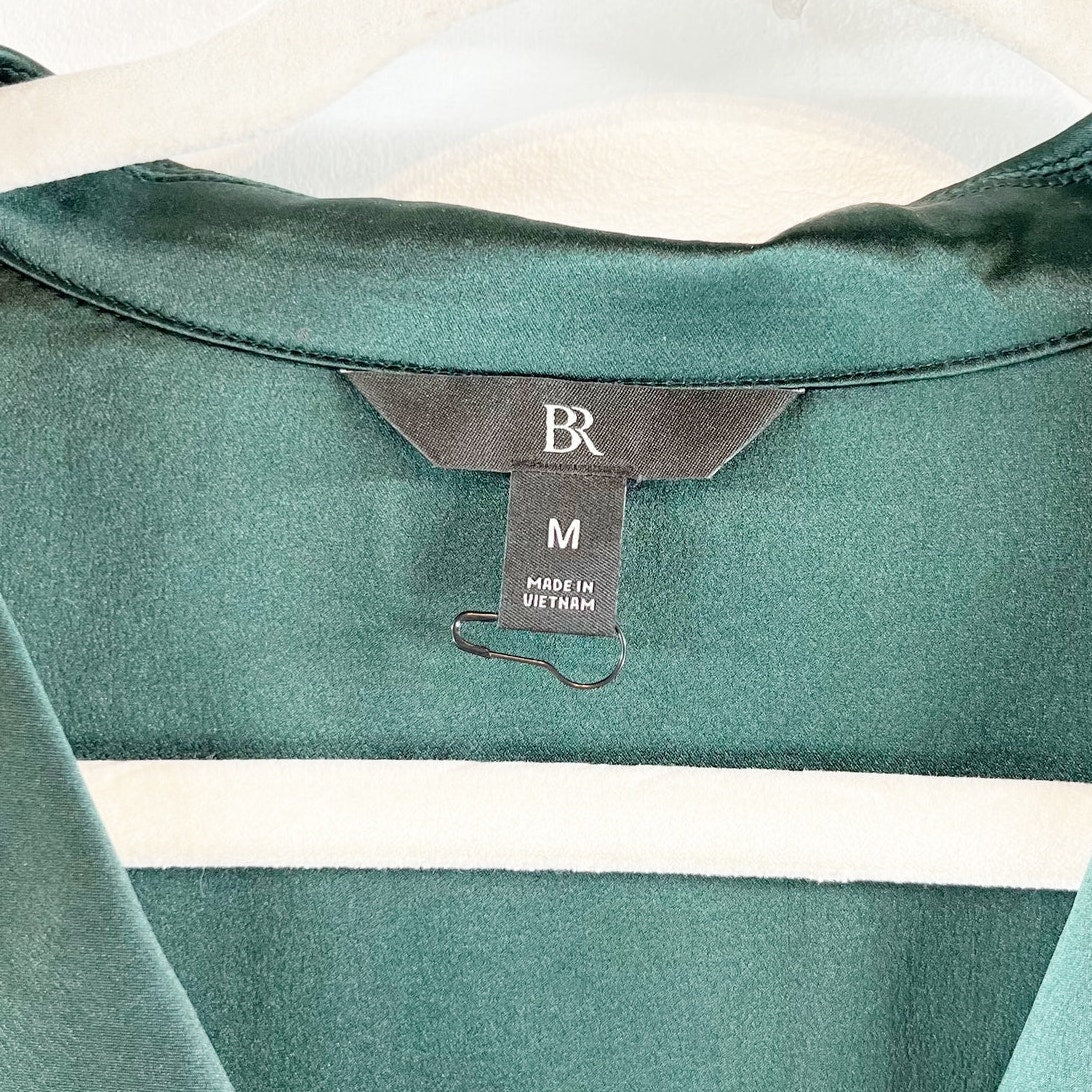Banana Republic Bliss Silk Button Down Silk Shirt Blouse Green Medium