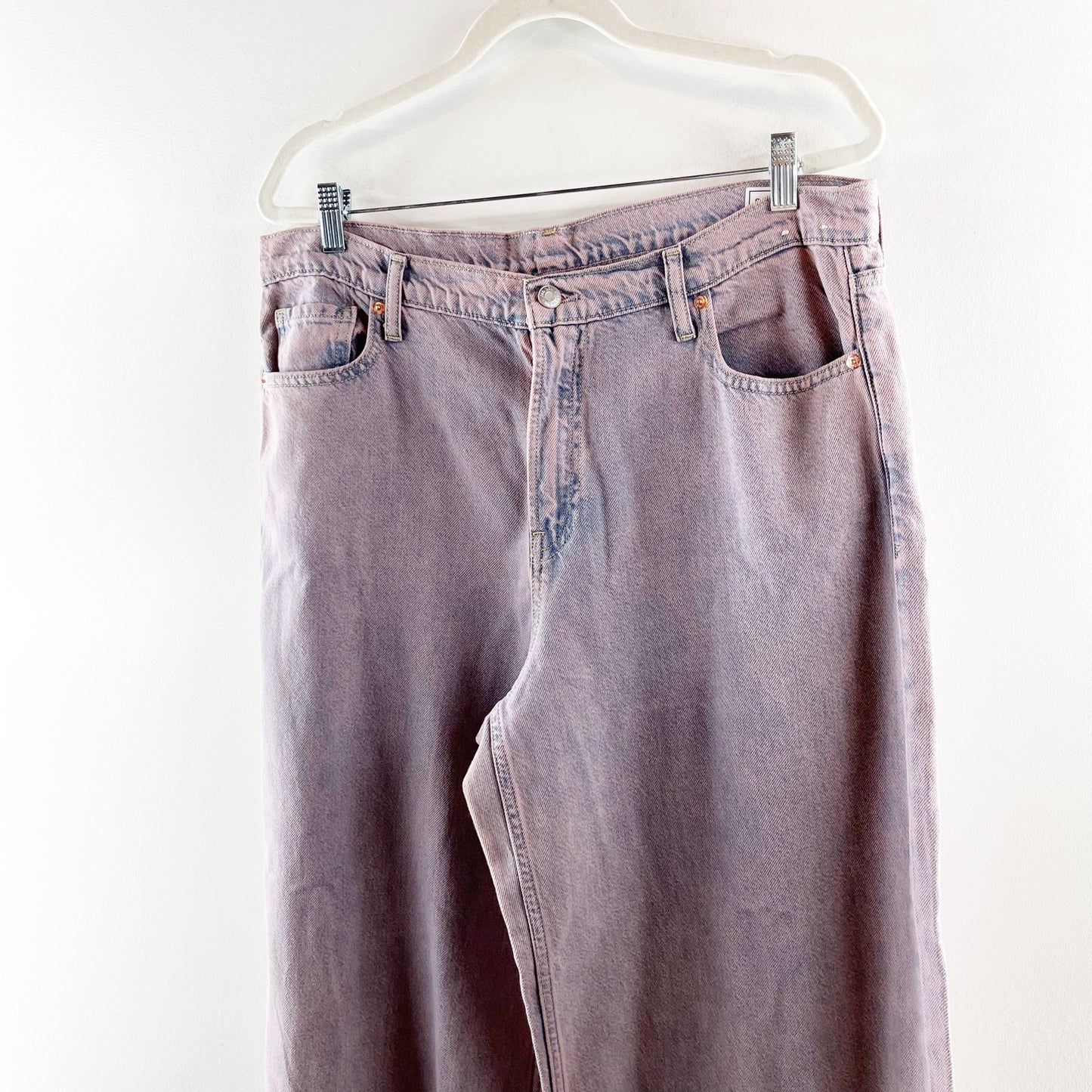 GAP Baggy Mid Rise Wide Leg Ultrasoft Denim Jeans Rose Mist Purple 14 / 32