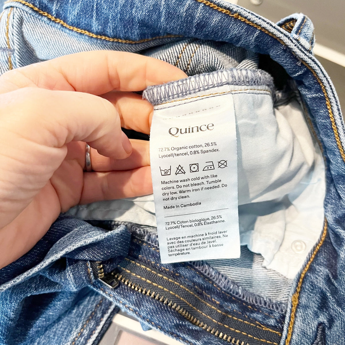 Quince Bella Stretch High Rise Barrel Jeans Organic Cotton Atlantic Blue 26