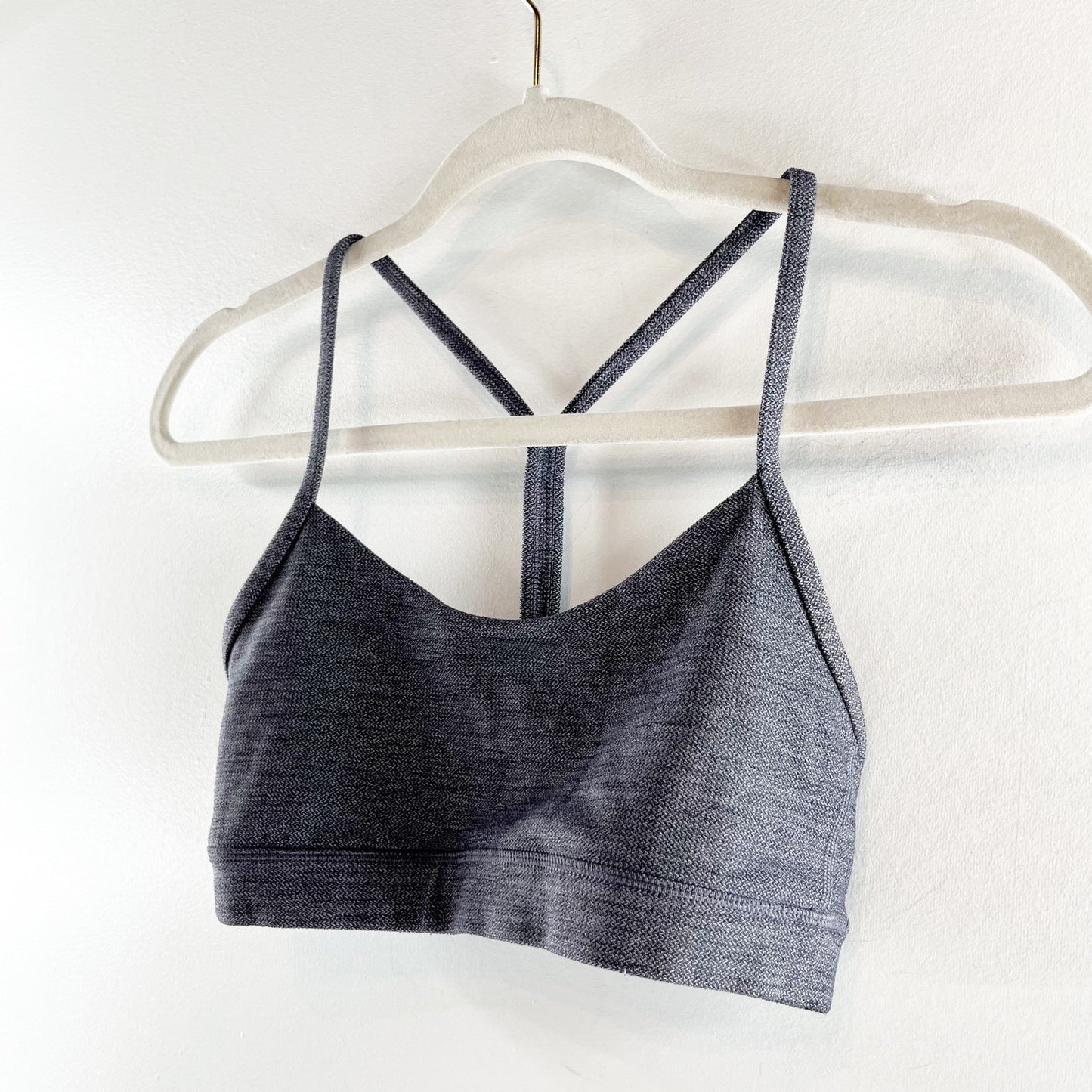 Lululemon Flow Y Bra Nulu Mini Heathered Herringbone Heathered Black White Black